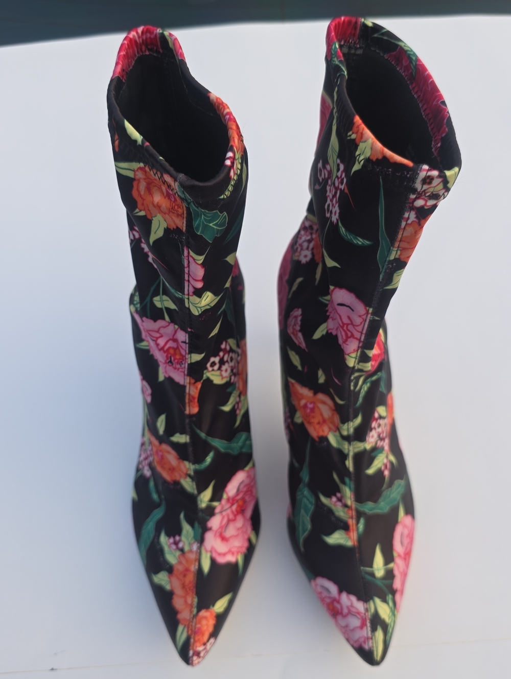 Aldo Floral Pointed Toe Women's Stilleto Sock Booties - Multicolor Coquette 10